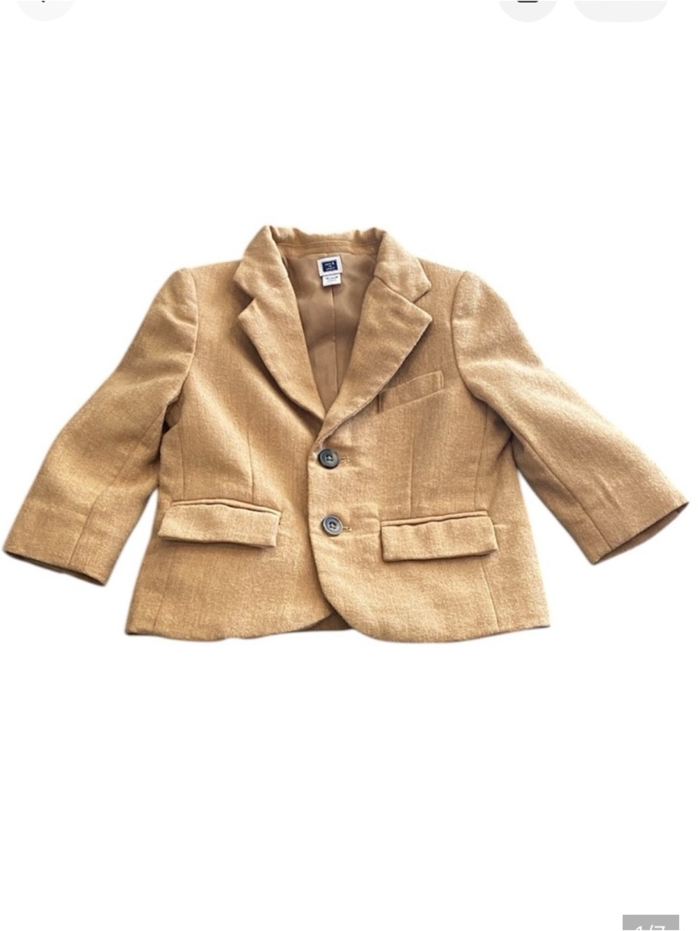 Janie and Jack Kids Tan Blazer/Jacket 12/18M Shell/collar Face 52% Wool